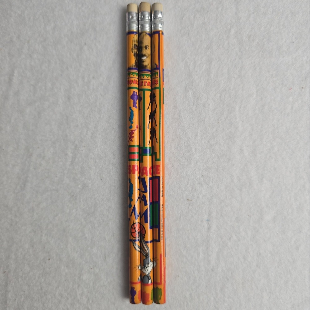 Vintage Space Jam Pencils Lot of 3 1996 Warner Brothers Michael Jordan